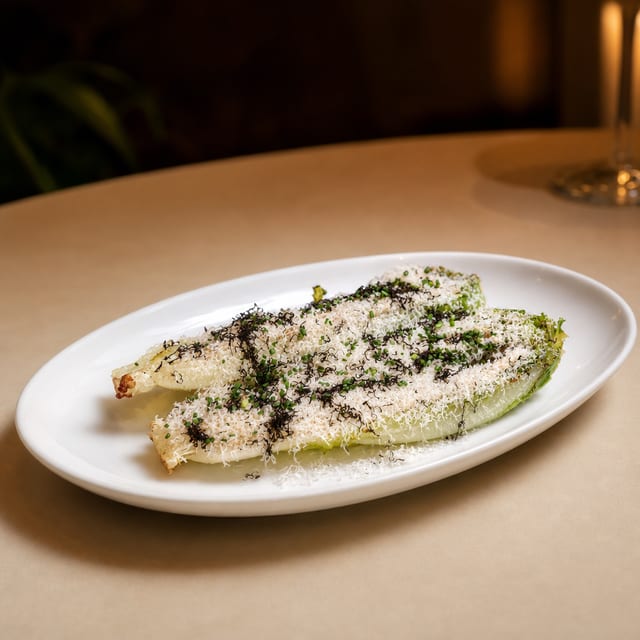 Grilled Lettuce with Truffle Dressing.